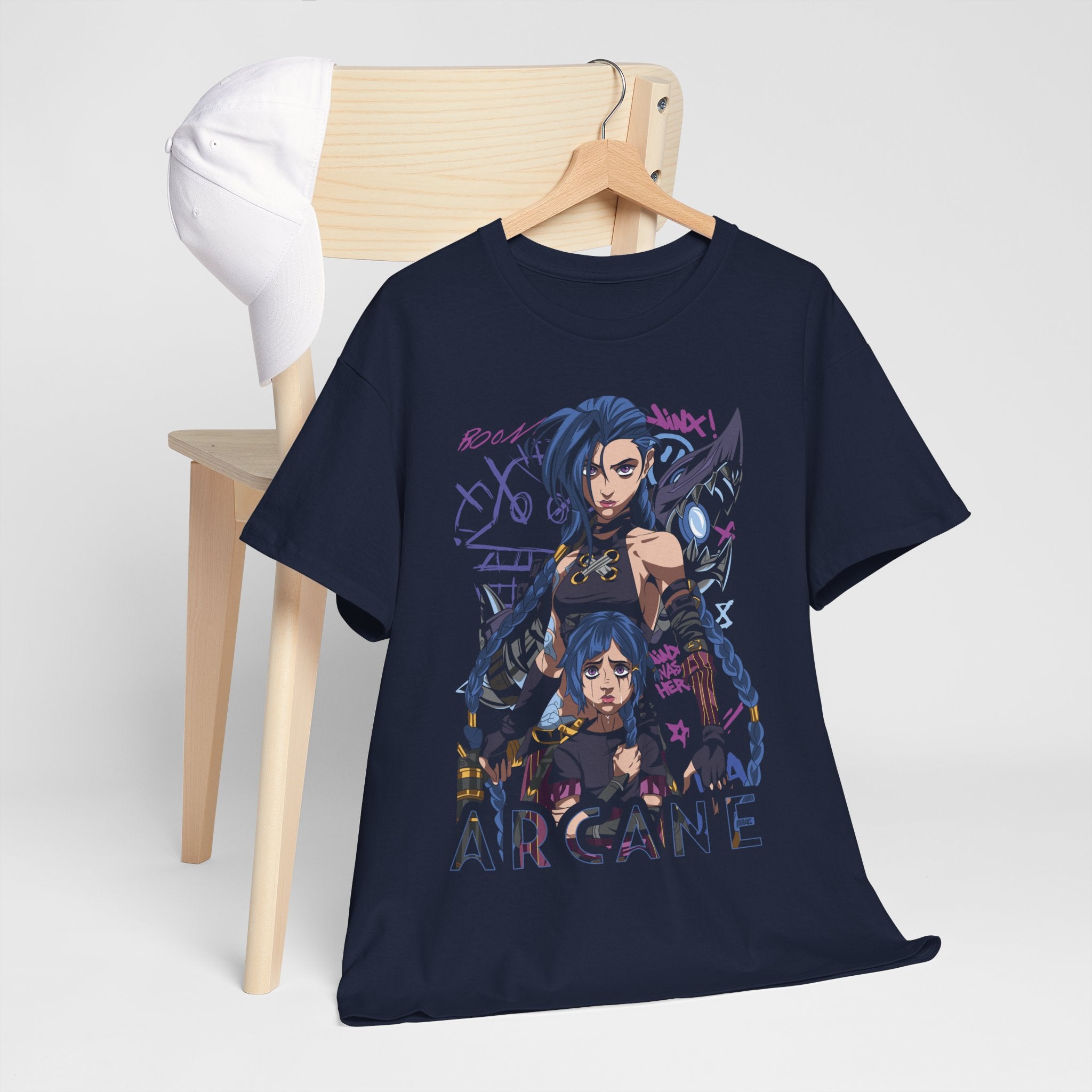 Jinx Arcane T-Shirt Japanese Anime Cartoon Jinx Arcane Graphic Shirt gif clothes
