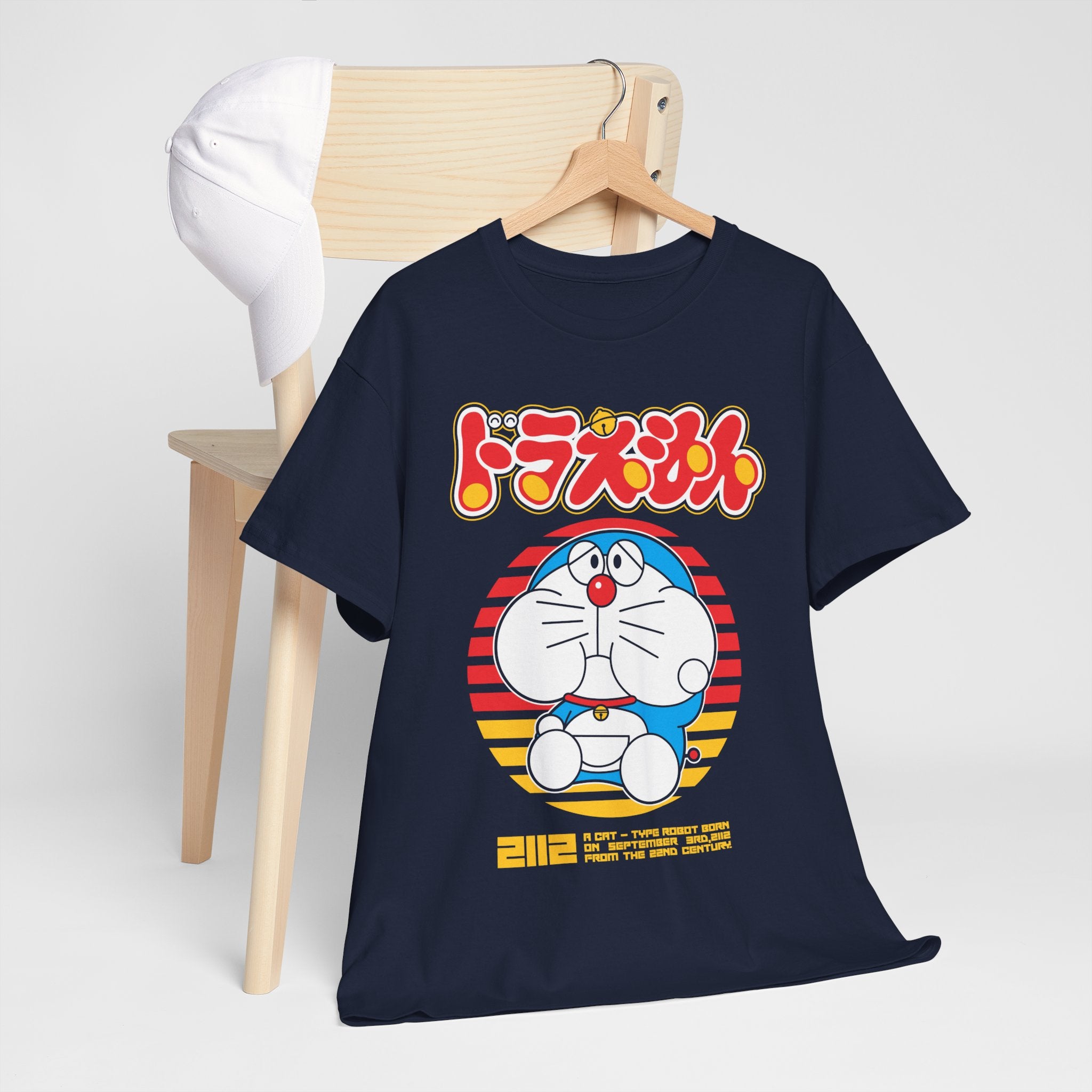 Doraemon Cartoon Tee, Comic Lover Gift, Nostalgic Childhood Fashion,Unisex Heavy Cotton T-Shirt, Cute Anime Apparel