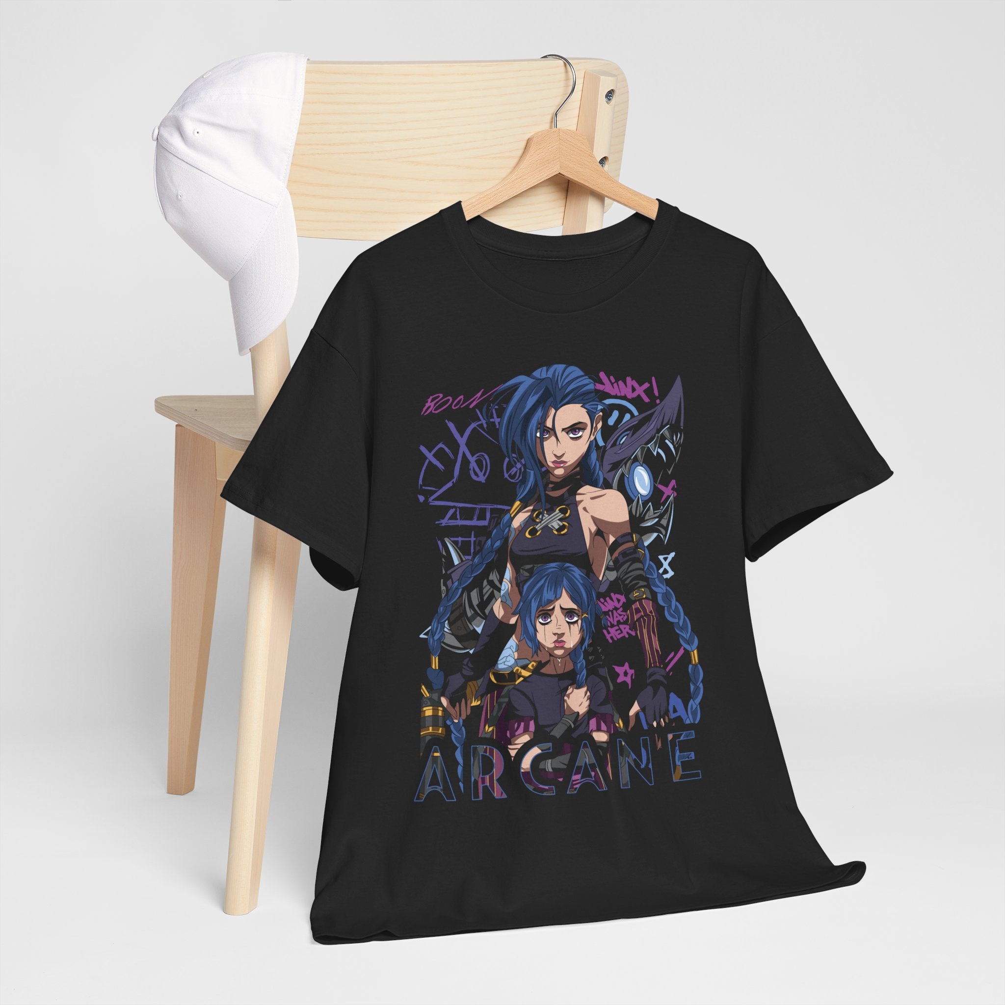 Jinx Arcane T-Shirt Japanese Anime Cartoon Jinx Arcane Graphic Shirt gif clothes
