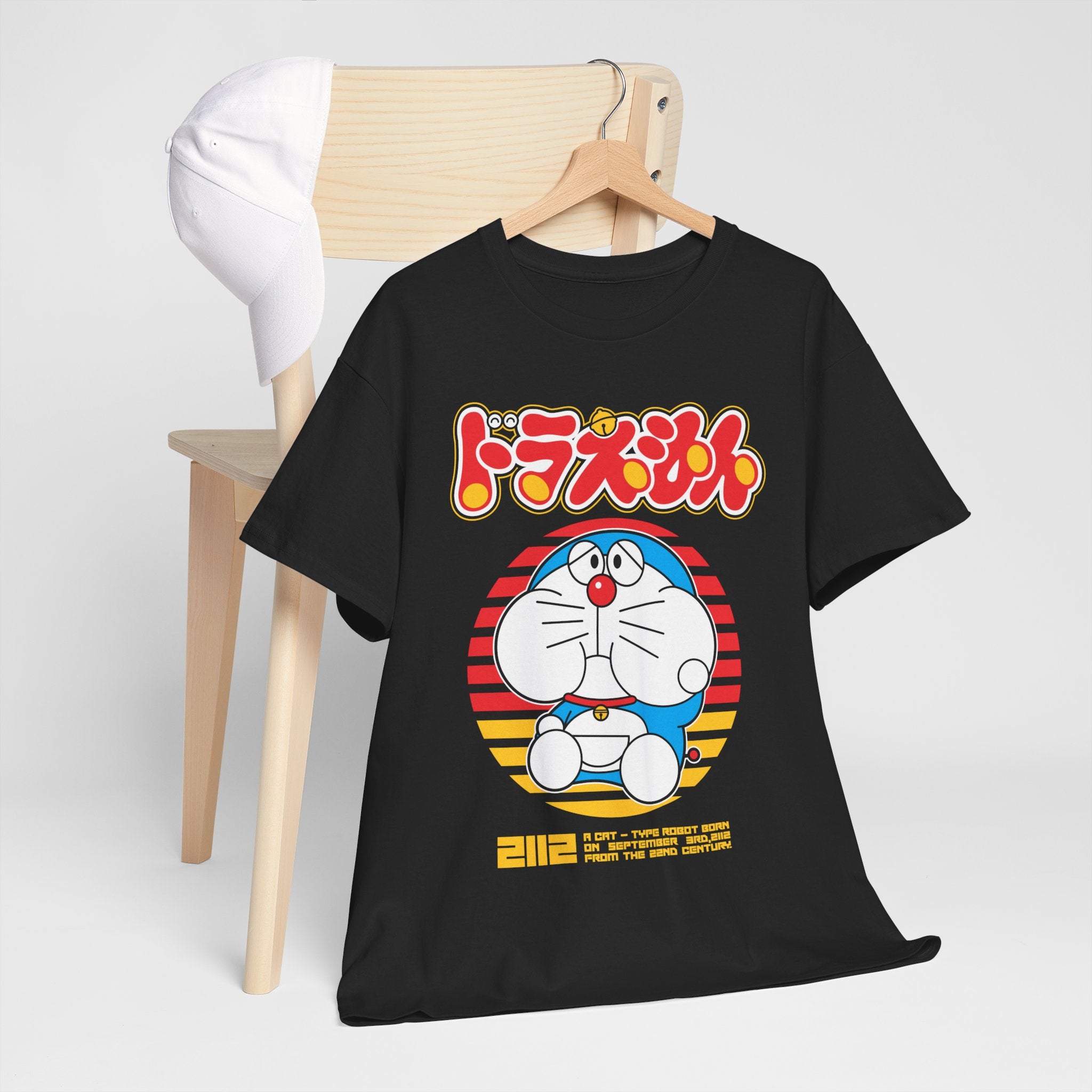Doraemon Cartoon Tee, Comic Lover Gift, Nostalgic Childhood Fashion,Unisex Heavy Cotton T-Shirt, Cute Anime Apparel
