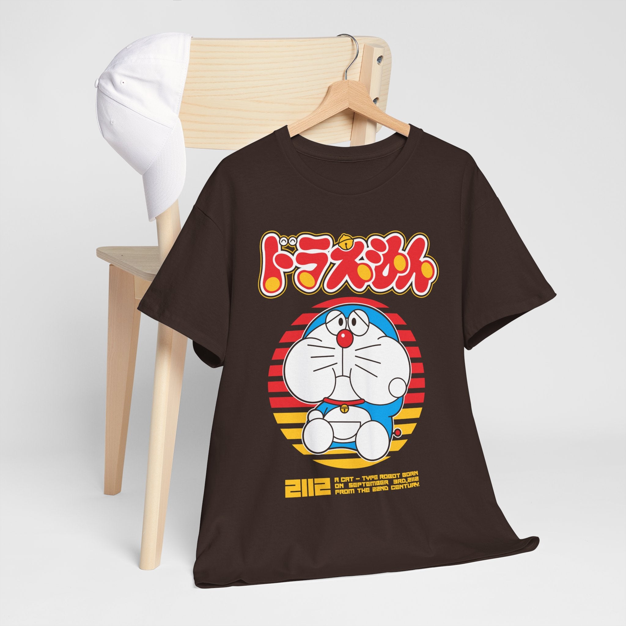 Doraemon Cartoon Tee, Comic Lover Gift, Nostalgic Childhood Fashion,Unisex Heavy Cotton T-Shirt, Cute Anime Apparel