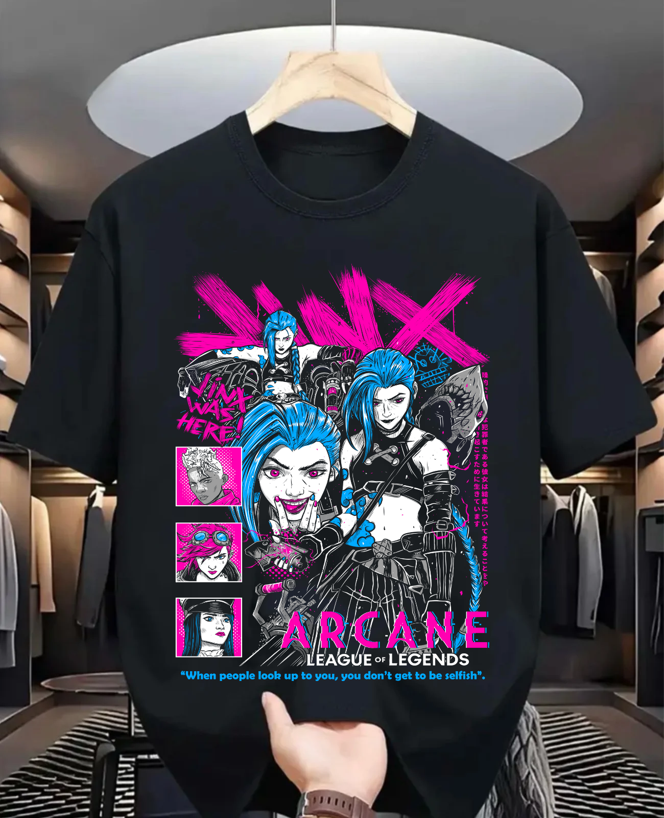 Jinx Arcane T-Shirt Japanese Anime Cartoon Jinx Arcane Graphic T-Shirt All Size