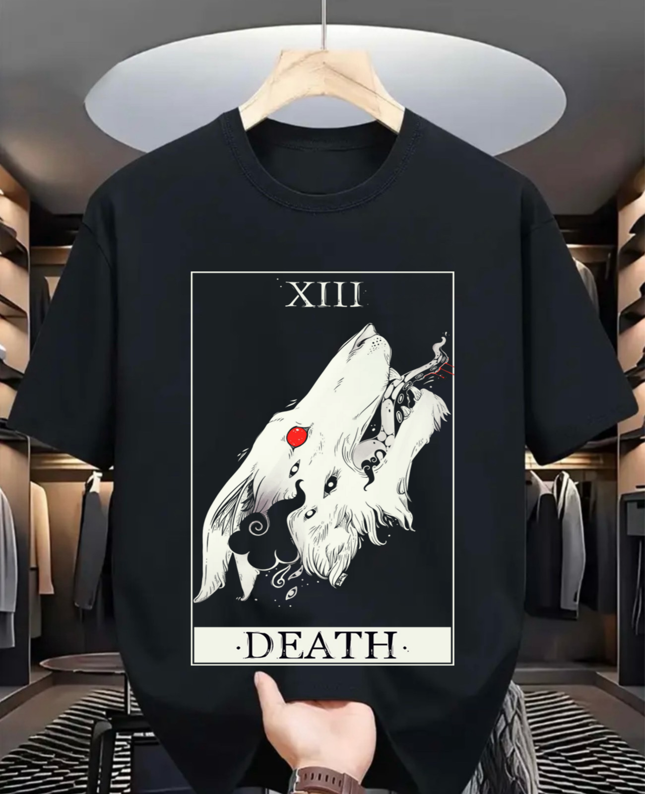 Death Tarot Card Wolf Art T-shirt Funny Shirt