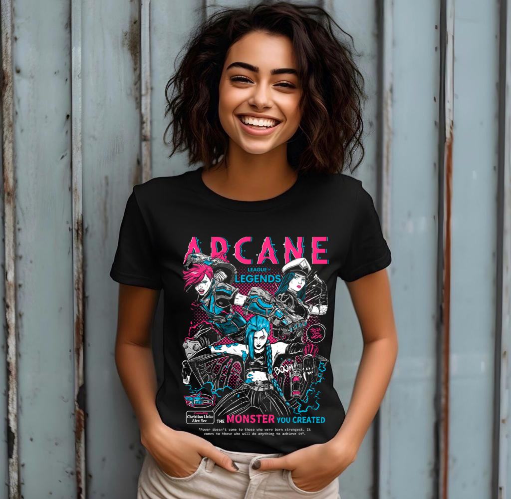 Jinx Arcane T-Shirt Japanese Anime Cartoon Jinx Arcane Graphic T-Shirt gift