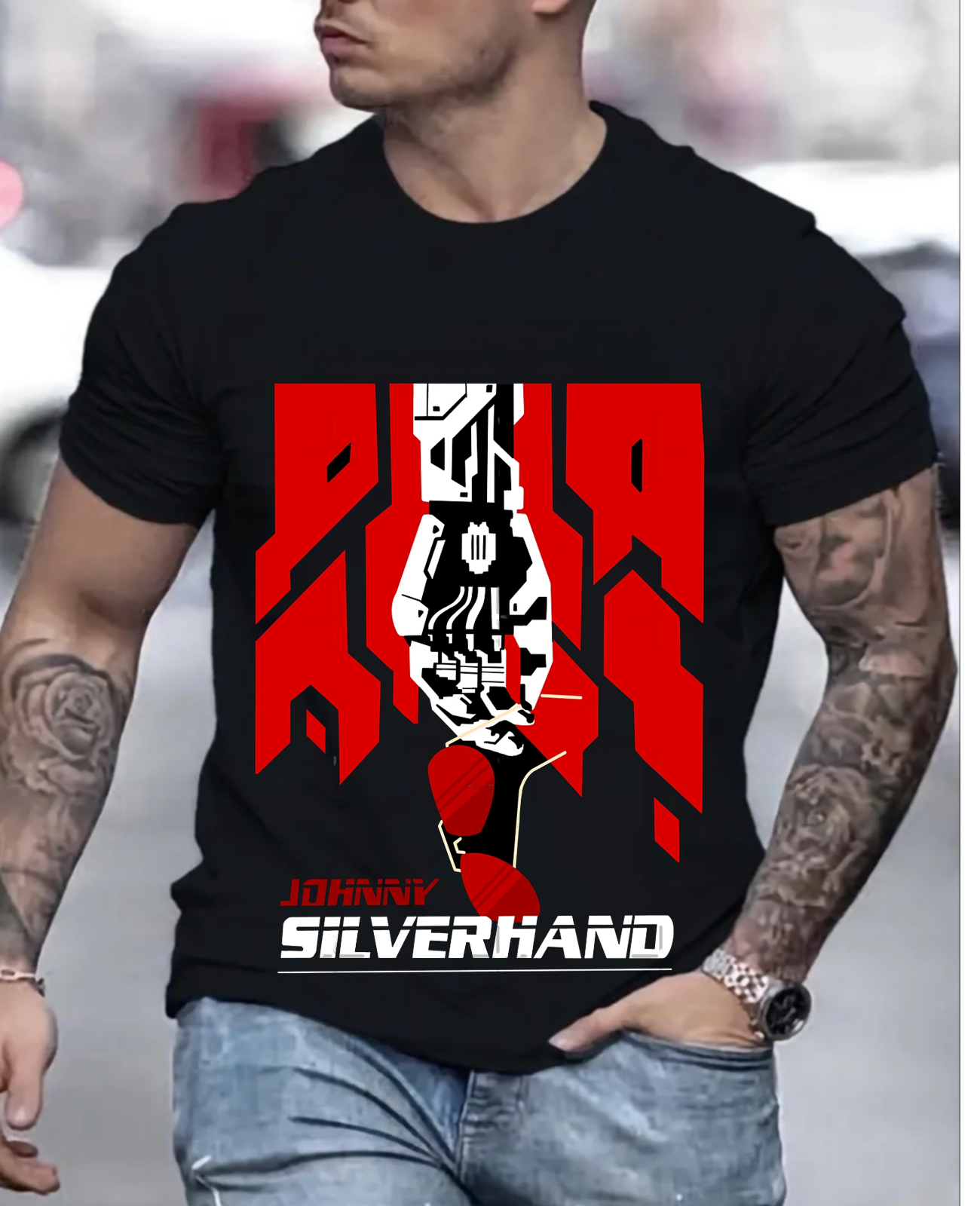 Unisex Cyberpunk Samurai  T-shirt Day Gift Johnny T-shirt Cool Silverhand Premium Unisex T-shirt, Unisex T-shirt, Anime Shirt