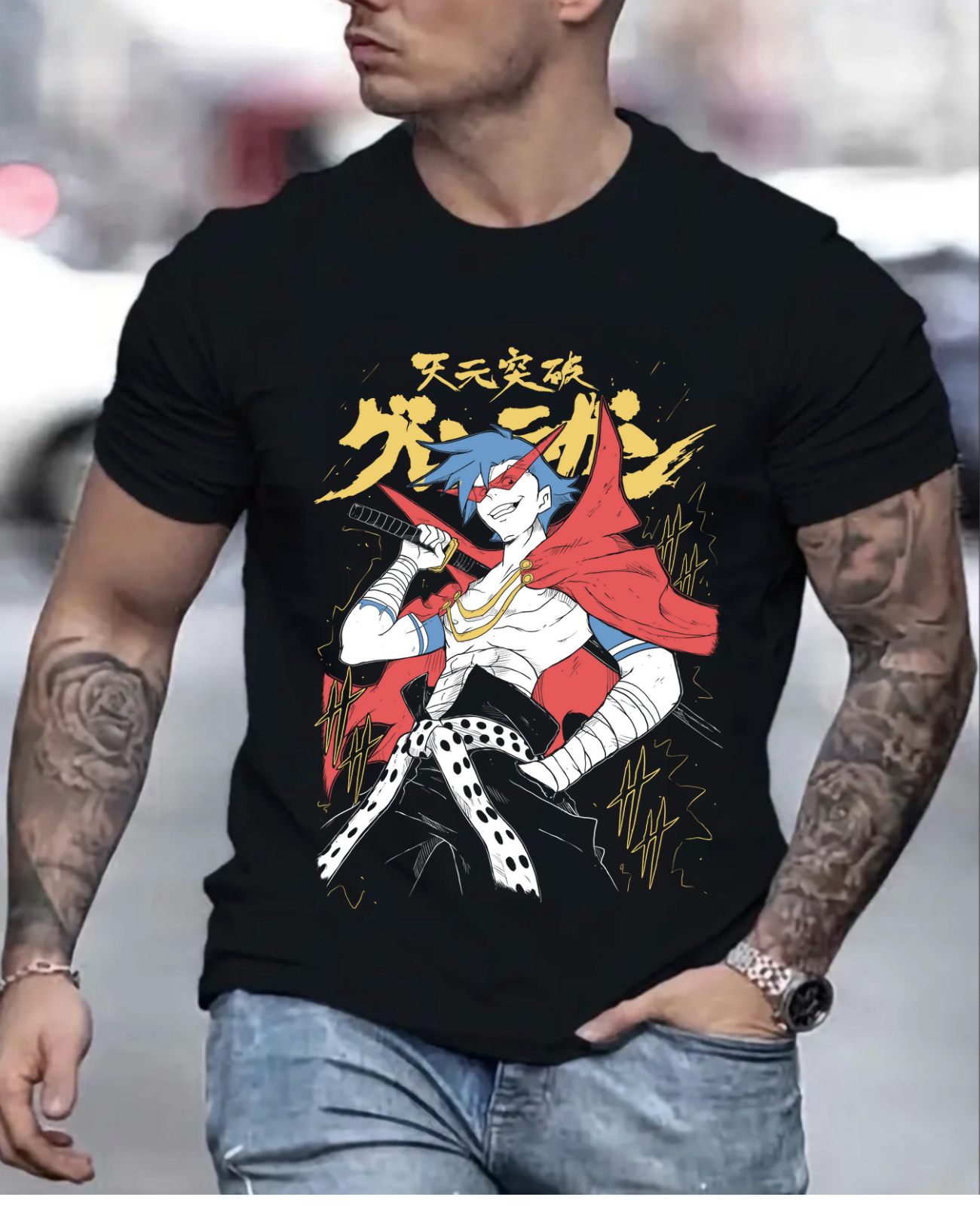 Tengen Toppa T-shirt Gurren Lagann Kamina Anime Simon Gift Shirt cartoon kids