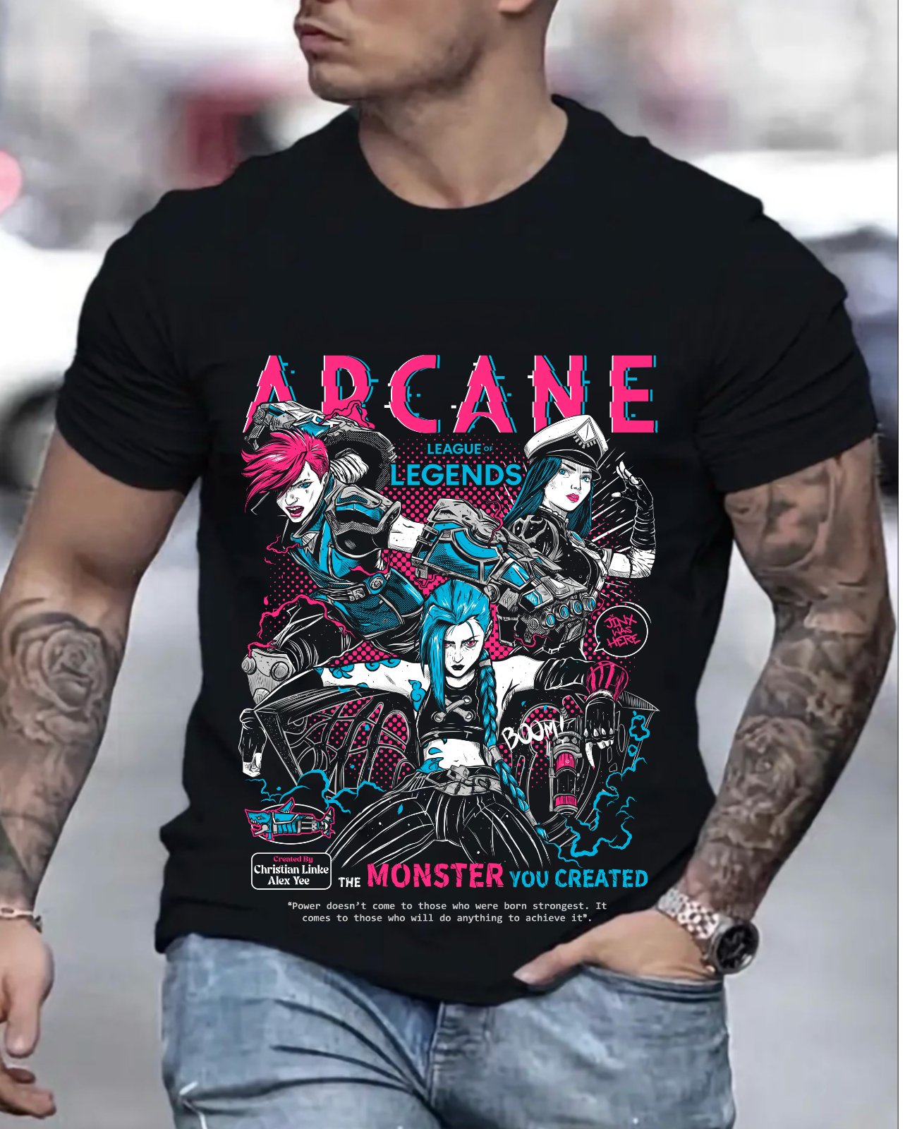 Jinx Arcane T-Shirt Japanese Anime Cartoon Jinx Arcane Graphic T-Shirt gift