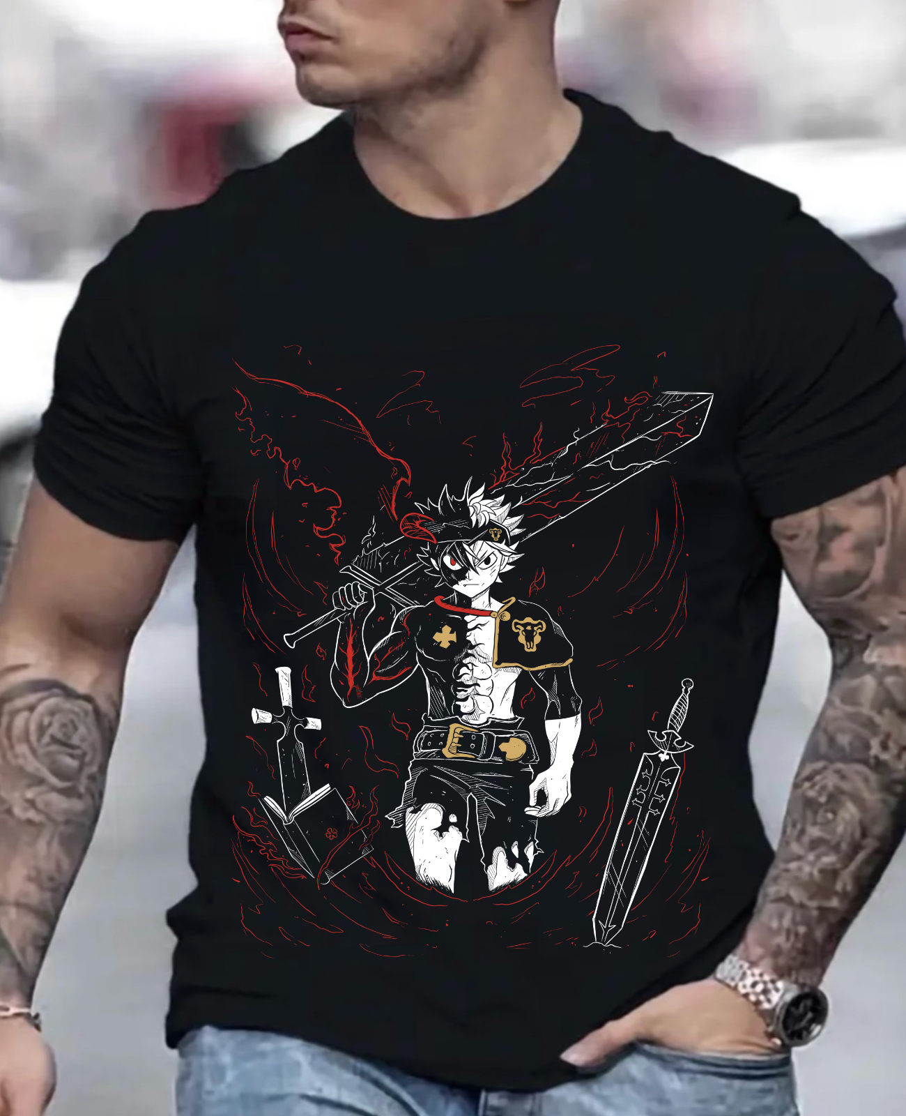 Asta Yuno T-shirt Black Clover Anime Manga Asta Girl Gifts Black Shirt All Size