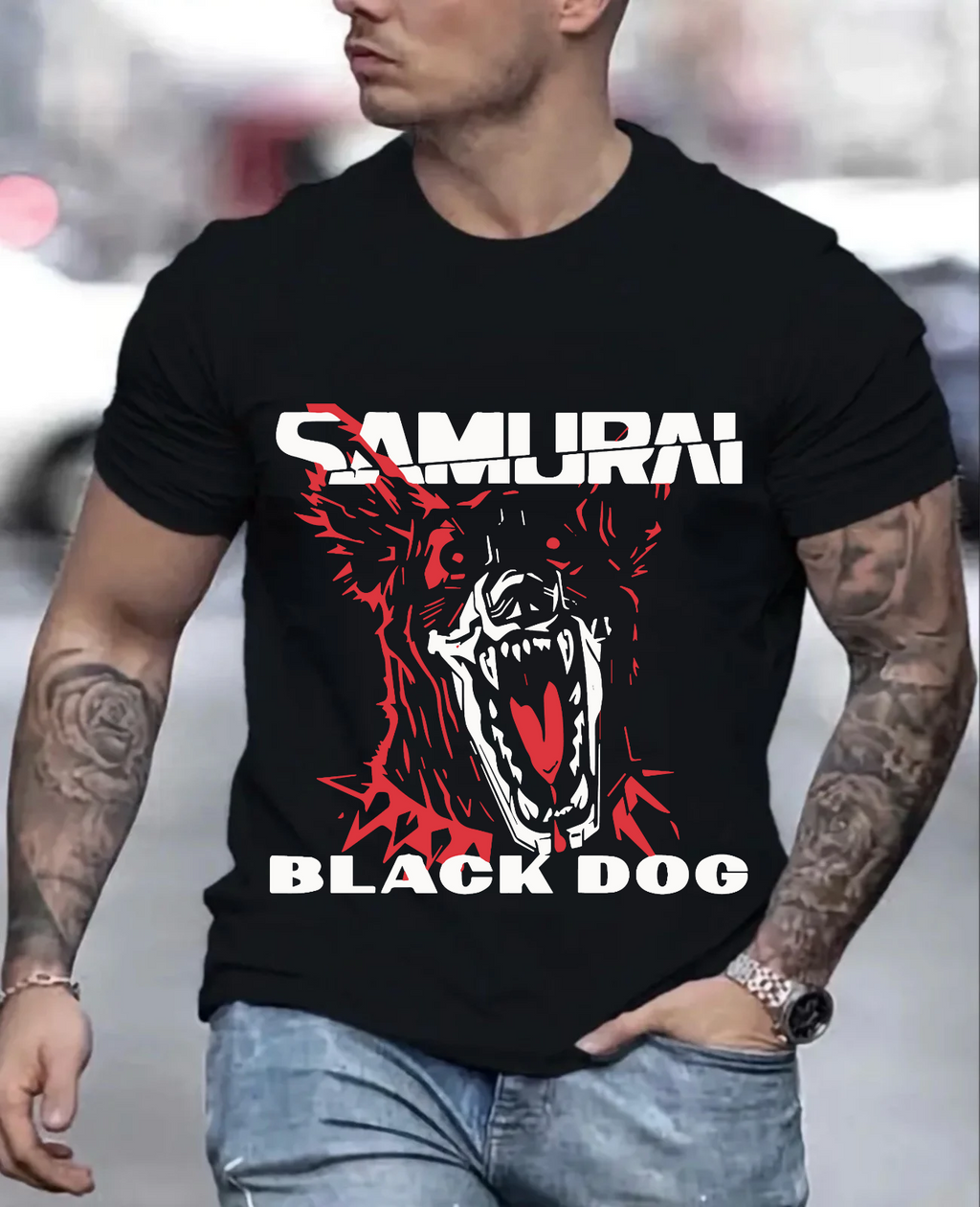Black Dog Cyberpunk Samurai Never Fade Away Graphic T-Shirt Cyberpunk Edgerunners shirt Premium Unisex T-shirt, Unisex T-shirt, Anime Shirt