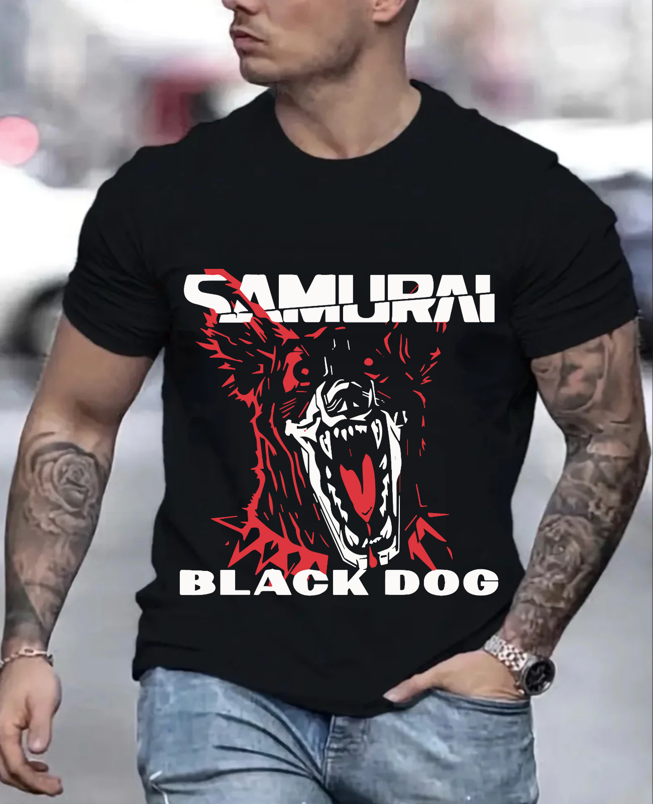 Black Dog Cyberpunk Samurai Never Fade Away Graphic T-Shirt Cyberpunk Edgerunners shirt Premium Unisex T-shirt, Unisex T-shirt, Anime Shirt