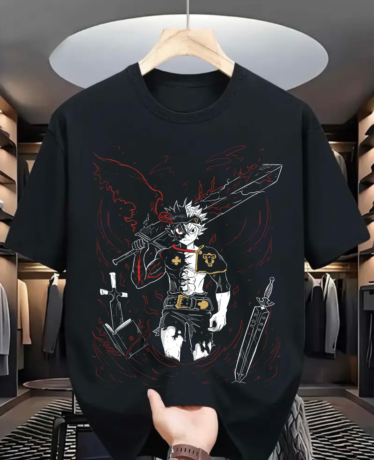 Asta Yuno T-shirt Black Clover Anime Manga Asta Girl Gifts Black Shirt All Size