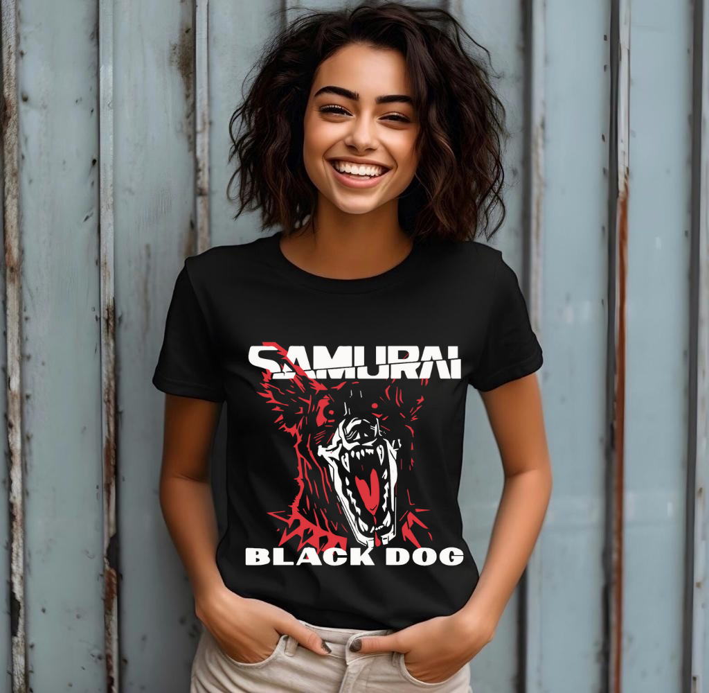 Black Dog Cyberpunk Samurai Never Fade Away Graphic T-Shirt Cyberpunk Edgerunners shirt Premium Unisex T-shirt, Unisex T-shirt, Anime Shirt