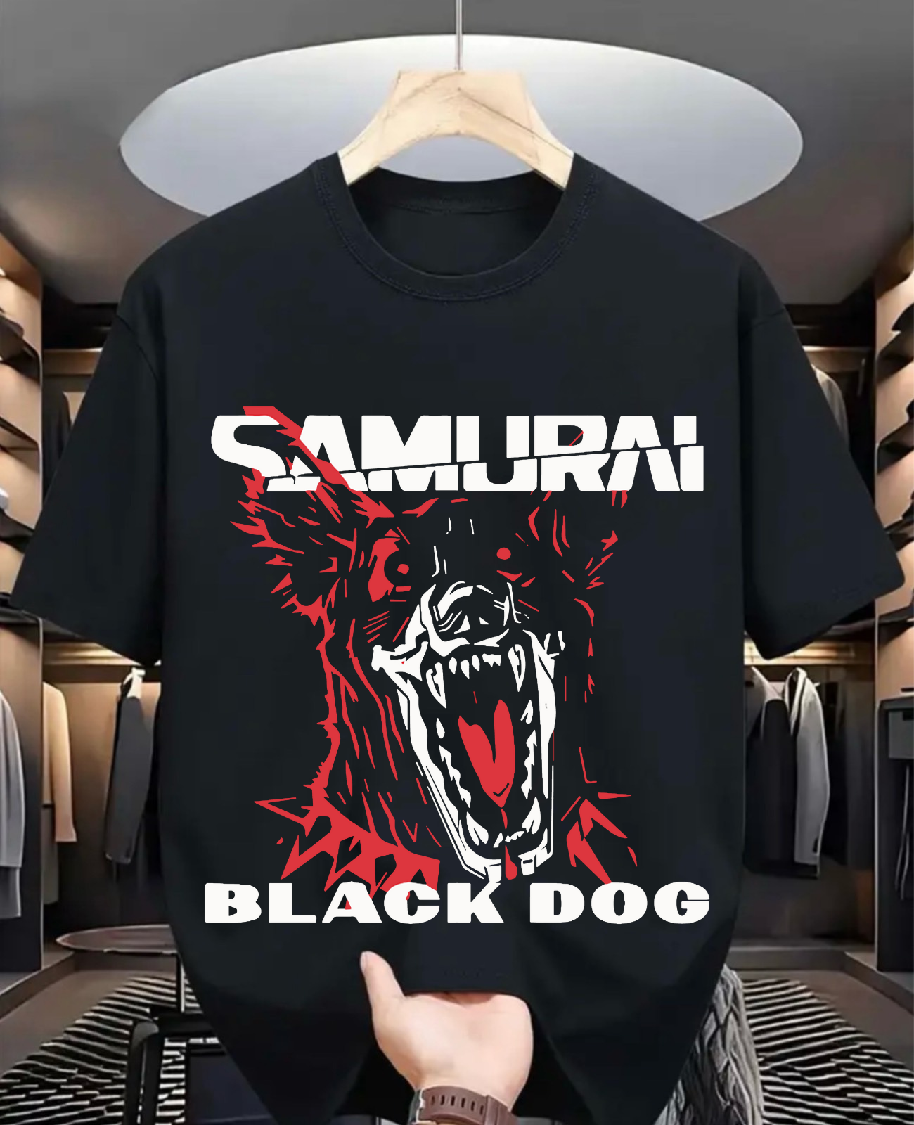 Black Dog Cyberpunk Samurai Never Fade Away Graphic T-Shirt Cyberpunk Edgerunners shirt Premium Unisex T-shirt, Unisex T-shirt, Anime Shirt